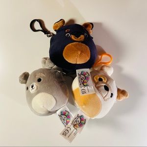 Squishmallow Dog Toy Clip 3.5” KellyToy Keychain Bundle Stuffed Animal